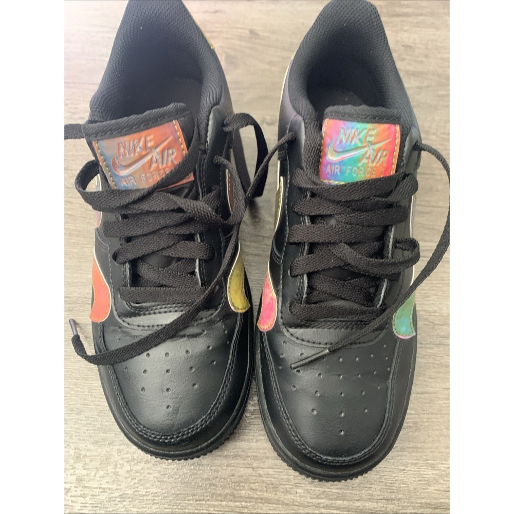 Nike Air Force 1 Low Black Iridescent CZ5890-001 Boys Size 6Y Sneaker